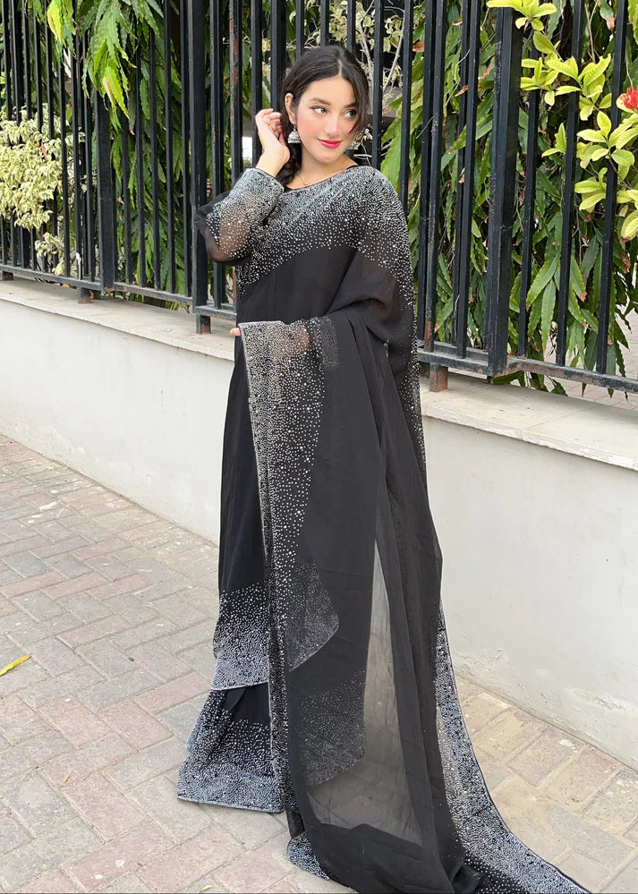 Chiffon Rhinestone Saree