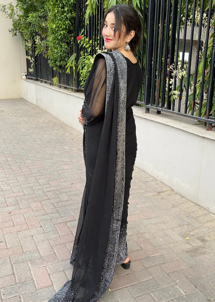 Chiffon Rhinestone Saree