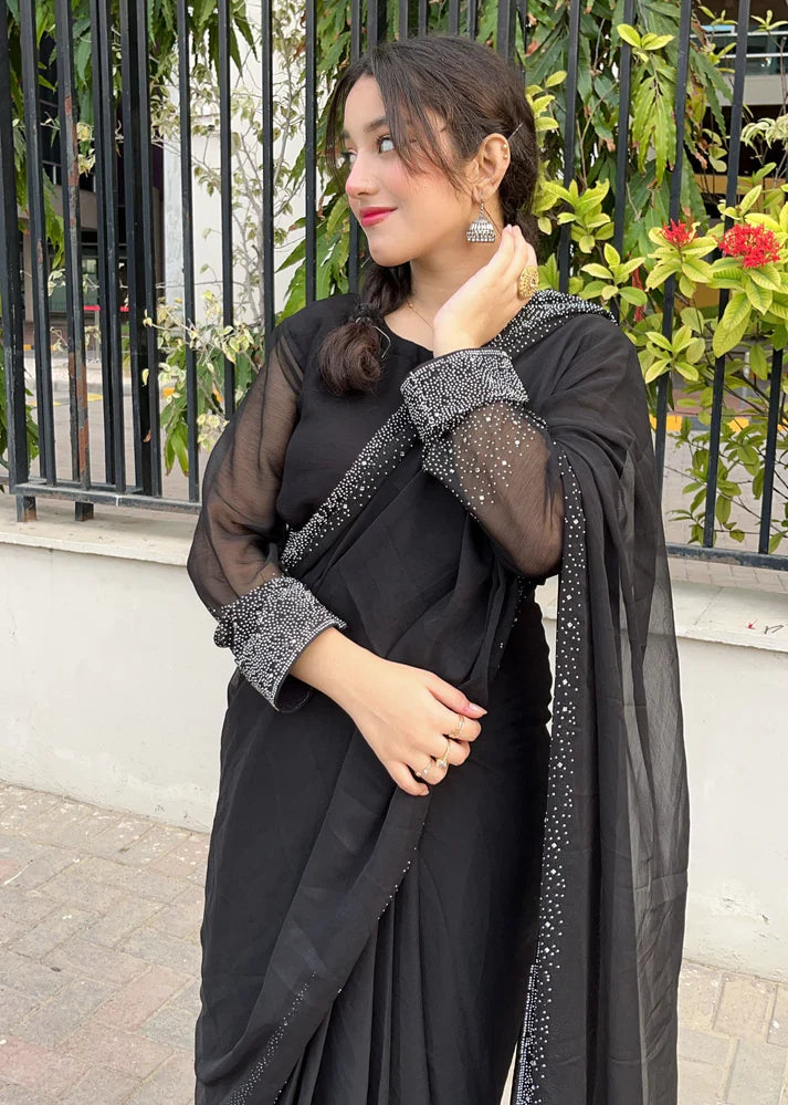 Chiffon Rhinestone Saree