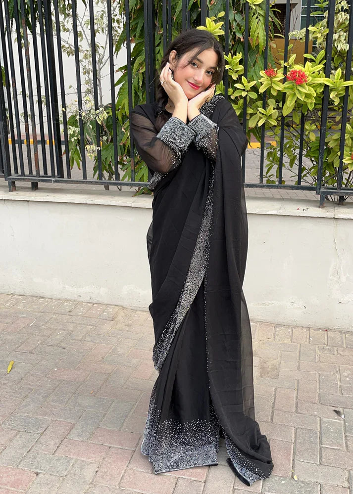 Chiffon Rhinestone Saree