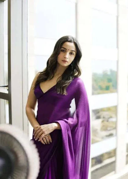Luxury Simple Chiffon Saree