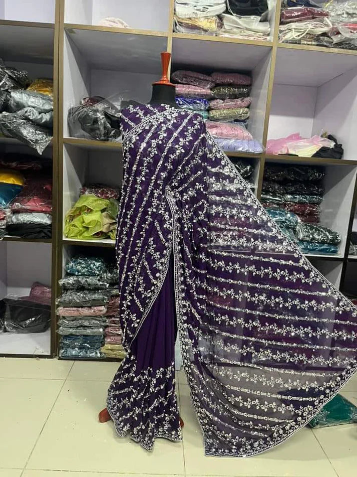 Elegance Net embroidery with pulse Saree