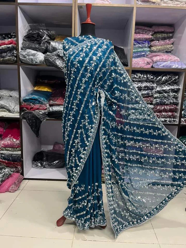 Elegance Net embroidery with pulse Saree