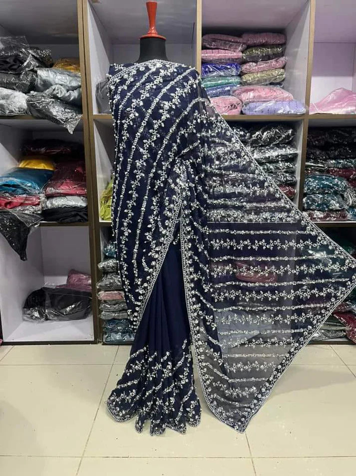 Elegance Net embroidery with pulse Saree