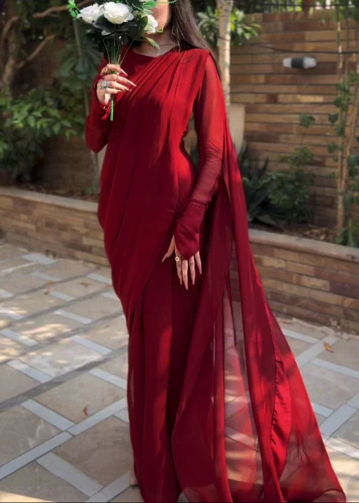 Luxury Simple Chiffon Saree