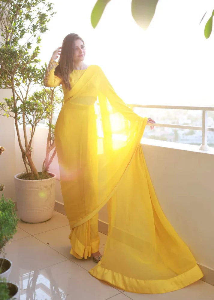 Luxury Simple Chiffon Saree