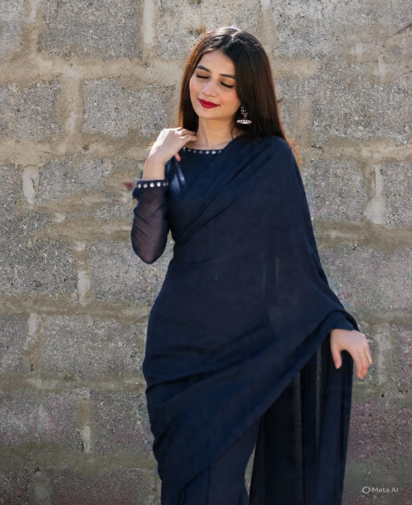 Elegance Chiffon Saree With Lace Work Blouse