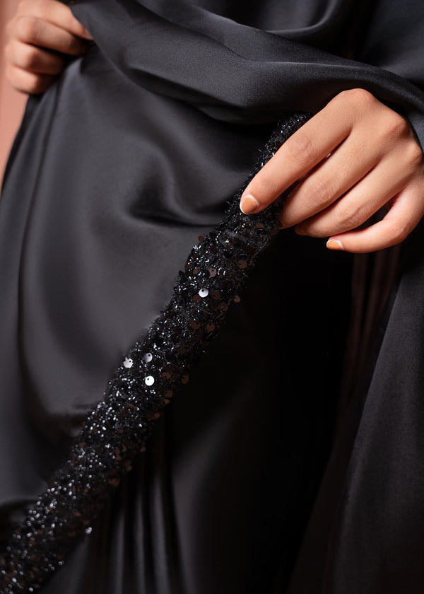 Black Shamoze Saree with Sequence Work