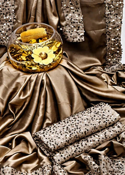 Silk Saree With Sequence Work✨