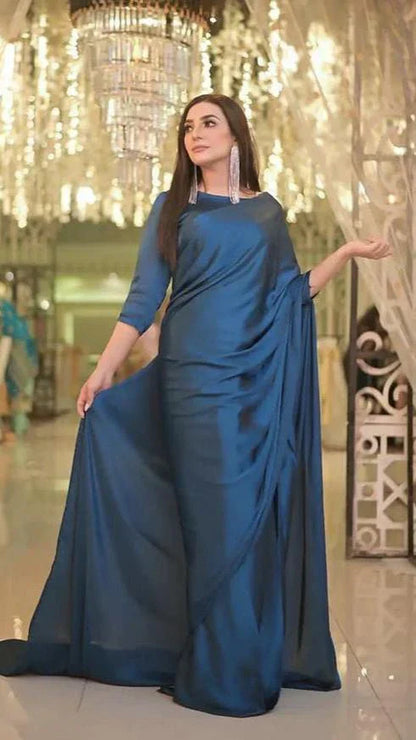 Simple Silk Saree (Stitched)
