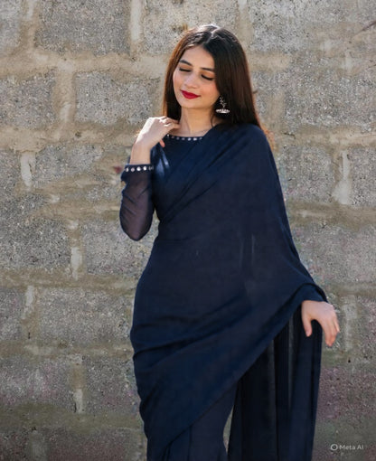 Elegance Chiffon Saree With Lace Work Blouse